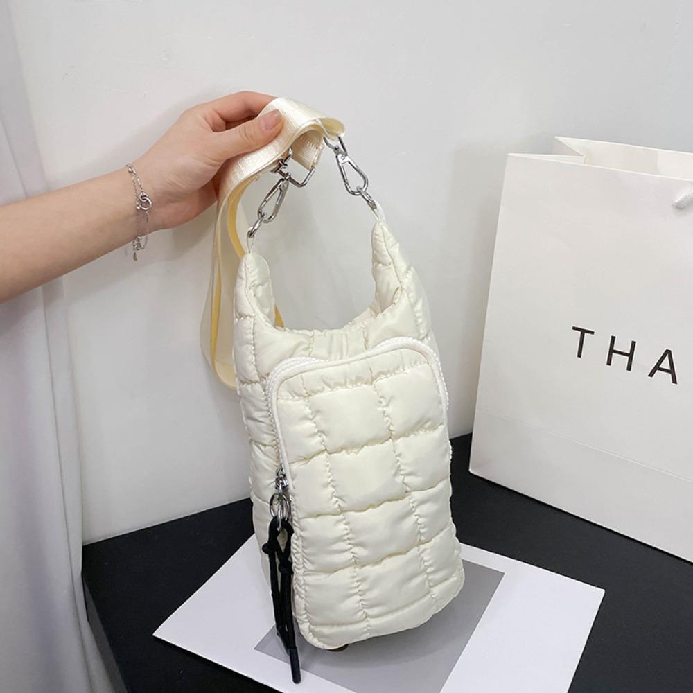 Quilted Water Bottle Holder Bag with Strap Water-resistant Carrier Bag Large Capacity Portable Crossbody Bag for Outdoor Sports