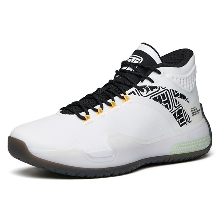 Anta Durable Mid-Top Basketball Shoes Men Sneakers White Black Orange 112141614-3
