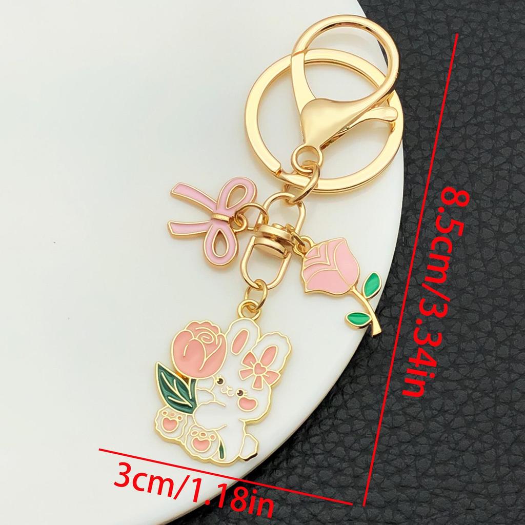 Cartoon Mid-Autumn Pink Bow Rabbit Keychain Pendant