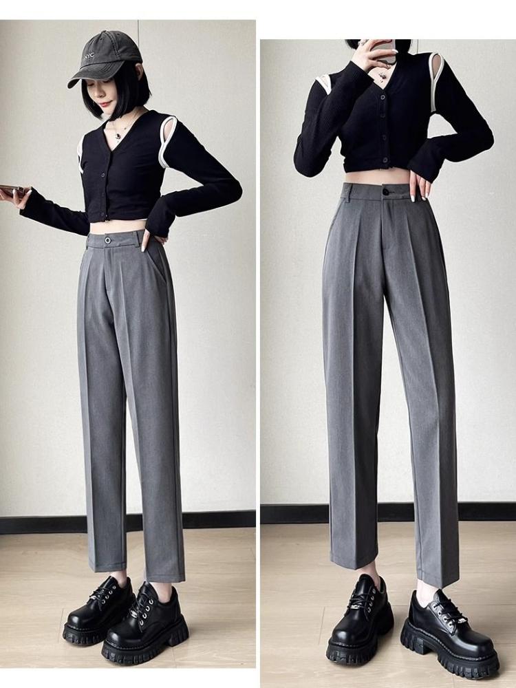 Spring Autumn Black Elegant Suit Haren Pants Women Fashion Elastic High Waist Casual Trousers Woman Korean Style Solid Office Lady Slim Pants