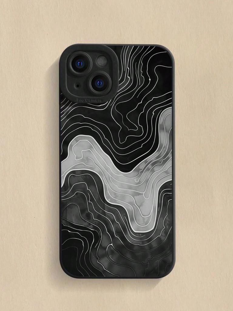 Abstract Navy Wave Line Art Minimalist Style Phone Case for iPhone 17 16 15 14 13 12 11 Series Pro Max Plus