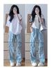 Women's Pink High-Waist Parachute Overalls - Quick-Drying, Wide-Leg, Casual American Sports Pants for Spring, Summer, and Autumn