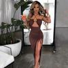 Spring Sexy High Slit Halter Neck Dress - European & American Style