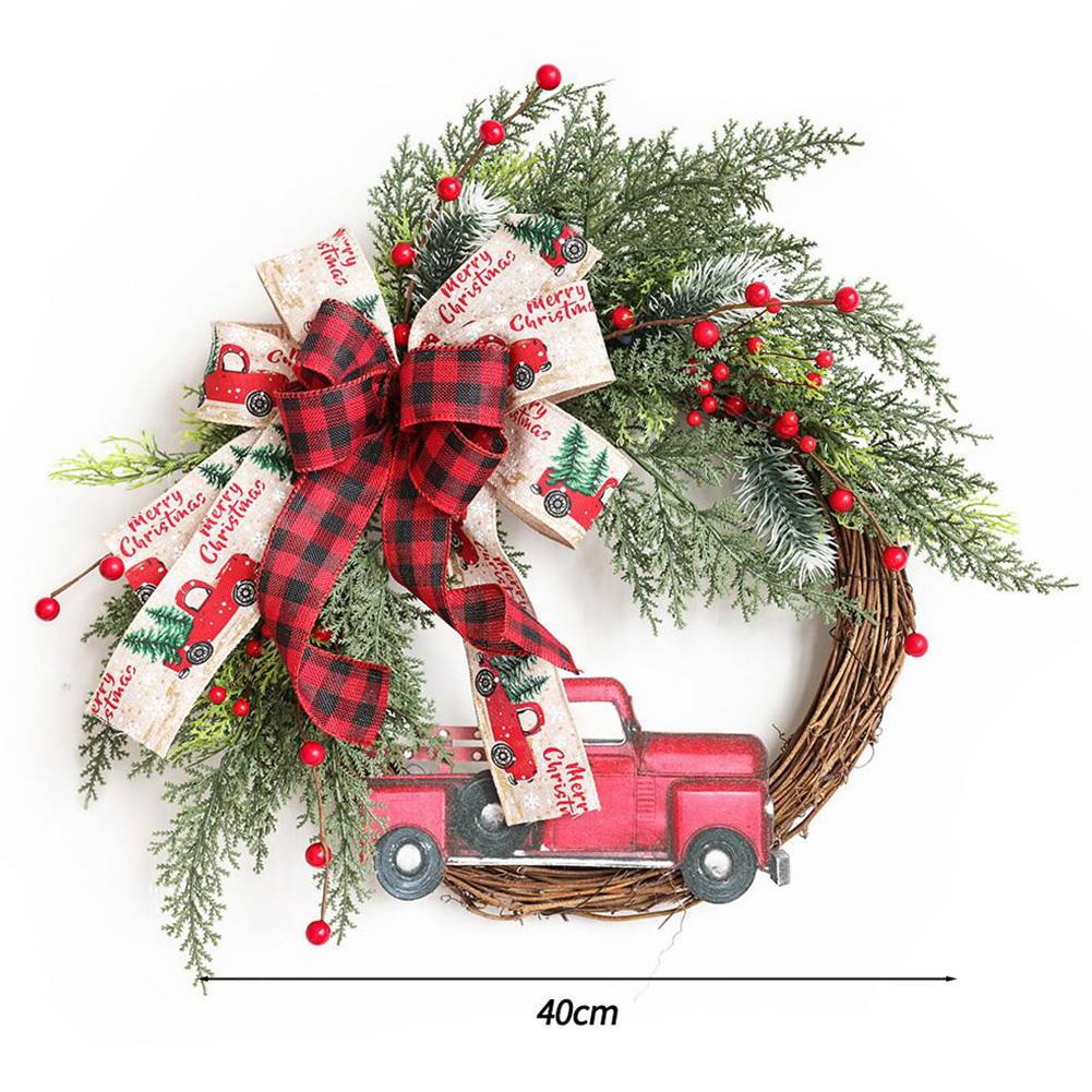 

2025 Горячий Рождественский Венок с Шишками Осенний Венок на Входную Дверь с Красным Грузовиком Искусственный Венок на День Благодарения Рождество Домашний Декор