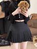 Polka Dot Bow Tie Pleated Mini Skirt with Lace-Up - A-Line, Anti-Exposure, Girlish Summer Design