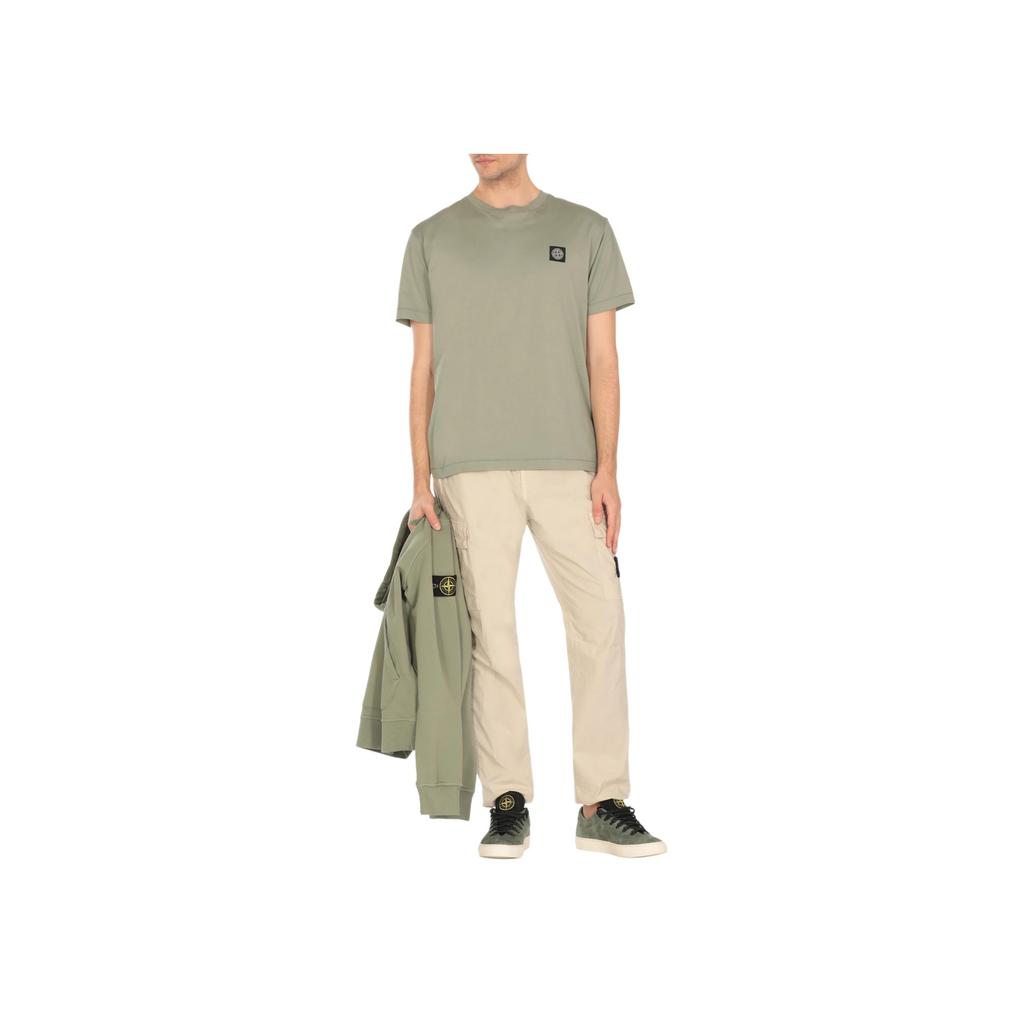 Stone Island Solid Logo Round Neck Short Sleeve T-Shirt Men Tops Green K1S152100039S0013-V0055
