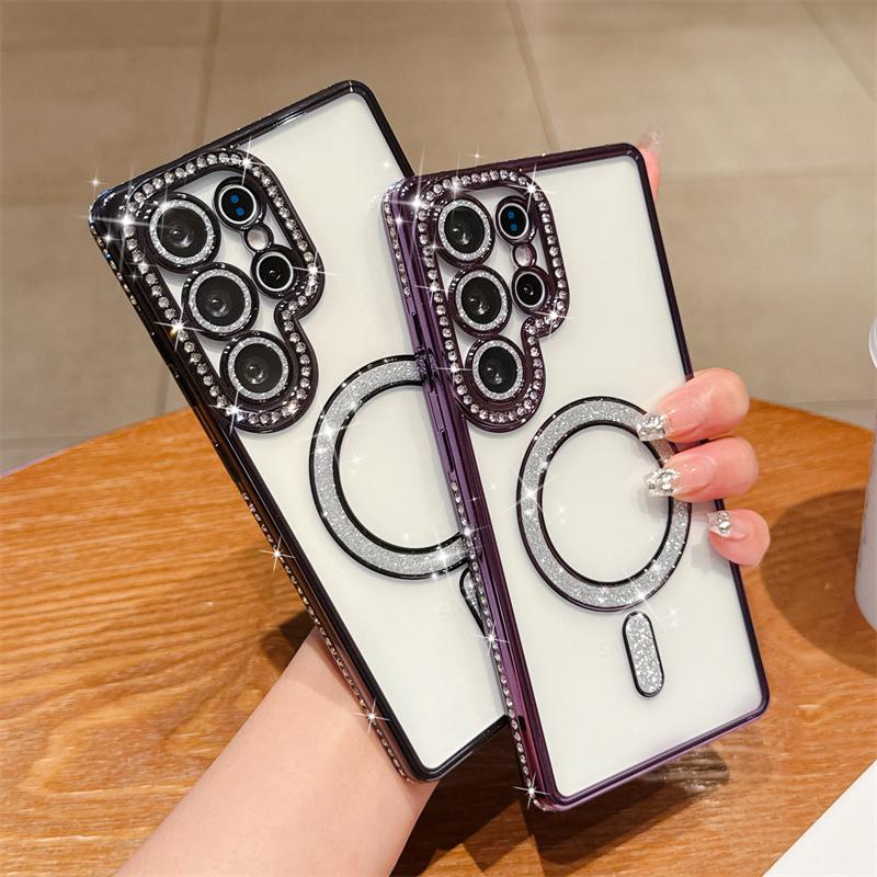 For Samsung A56 A36 A26 A16 A55 A35 A25 A15 A05 Crystal Diamond Clear Case Bling Sparkly Magsafe Magnetic Wireless Charging Case