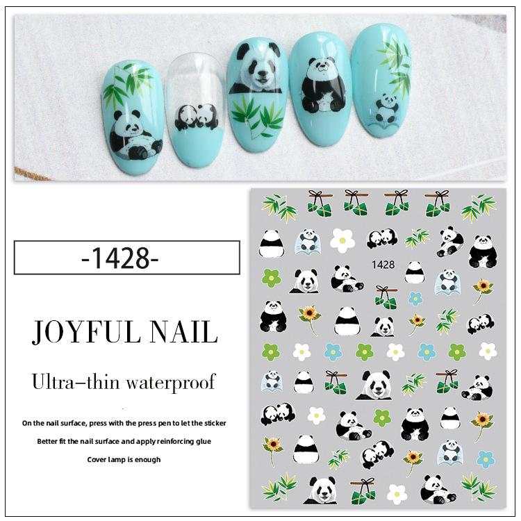 3D Národní styl Panda & Bambusové samolepky na nehty
