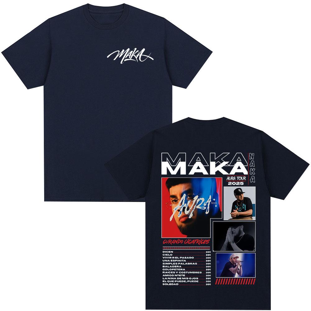 Rap Singer Maka Aura Tour Album Tshirt 2026 Summer Mens Womens Fashion Retro Street Casual Cotton Short Sleeved Street Wear