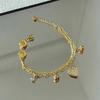 Double Layer Chain Gold Love Heart Zircon Pendants Bracelet Charm Vintage Valentine's Day Jewelry Gifts for Women Lovers