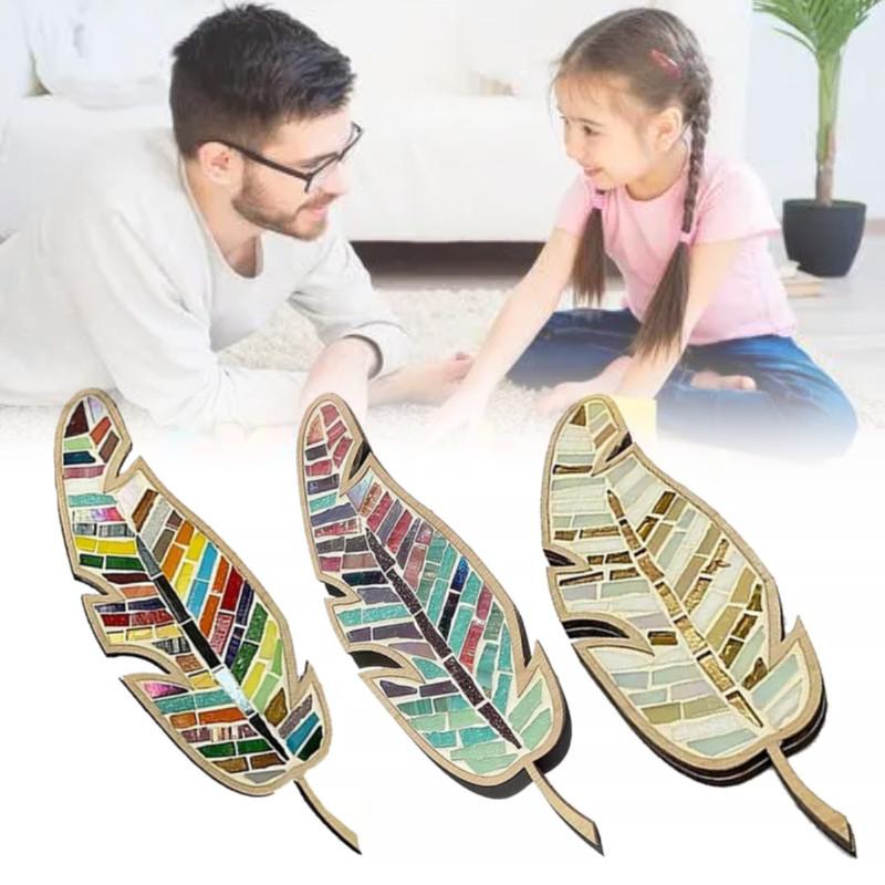 Stained Feather Bright Glass Craft Mosaic Kit Diy Ornaments For Adult Kids Gift