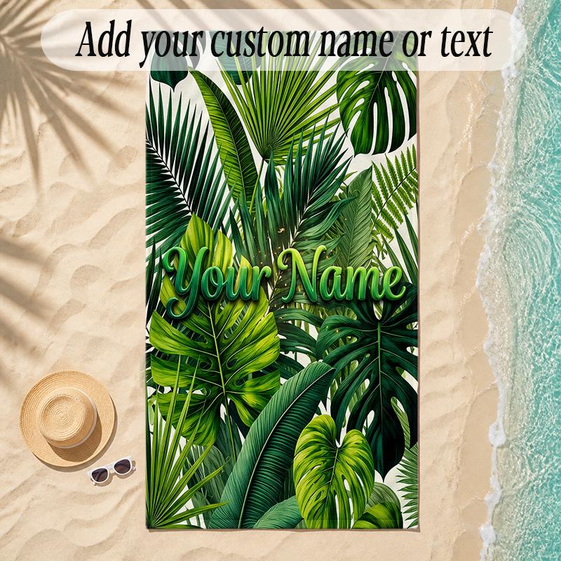 Mermaid Theme Soft Beach Towel Personalized Custom Name Text Towel Portable for Beach Pool Travel