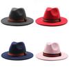 Fall Winter Fedora Hat For Men Women With Leopard Print Wool Felt Wide Brim Sun Protection