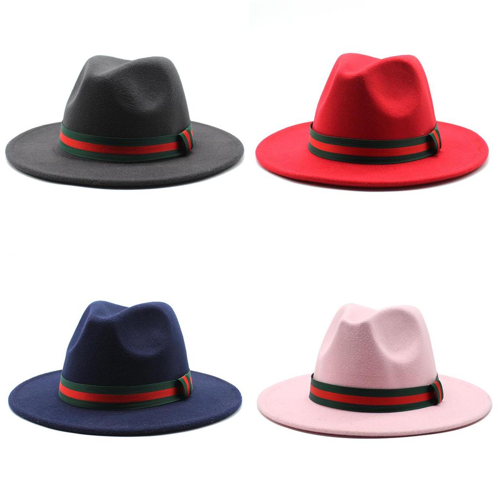Fall Winter Fedora Hat For Men Women With Leopard Print Wool Felt Wide Brim Sun Protection