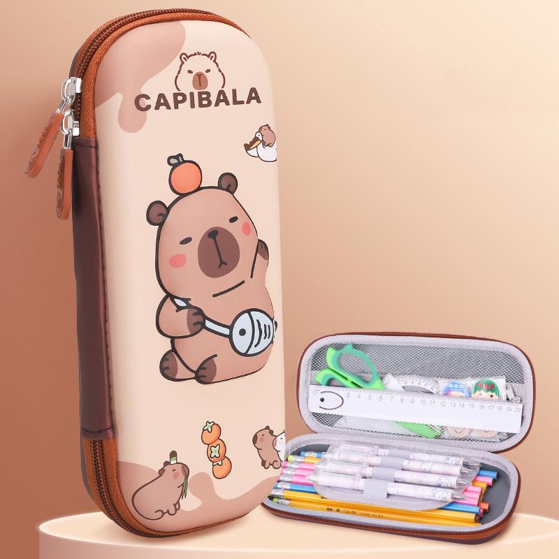3D Capybara Pencil Case Drop Resistant Student School Supplies Large Capacity Multifunctiona Pen Pouch Stationery