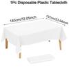 183 137cm durchgefärbt Weiß Tischdecke Einweg-Plastik-Tischabdeckungen für Geburtstagsfeier Hochzeitsdekoration Esstisch-Dekoration zu Hause