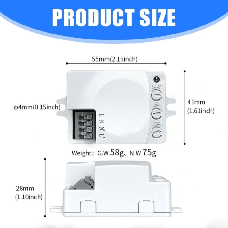 Intelligent Ceiling Radars Sensors Switches 85 265V Voltages Compatible for Energy Saving Lighting Solution Use