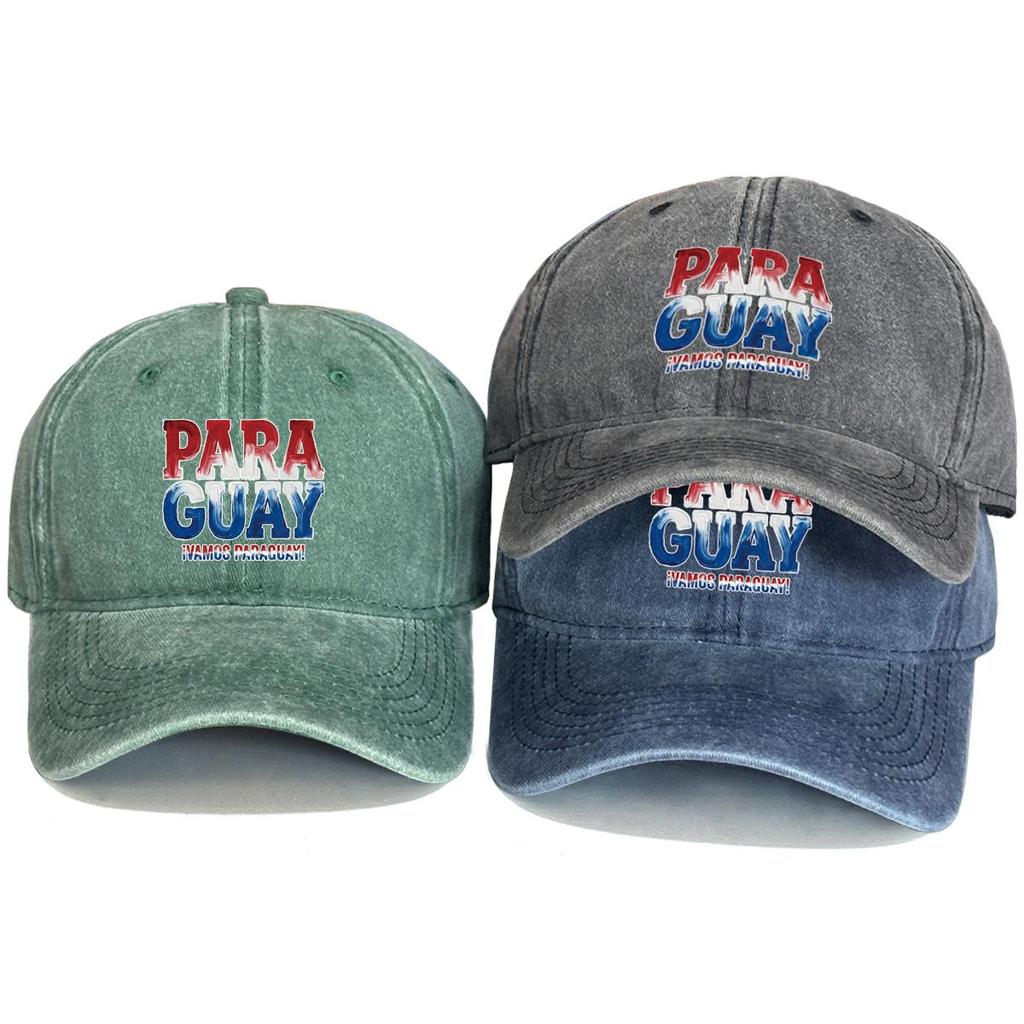 "PARAGUAY" "VAMOS PARAGUAY" Flag Printed Sun Hat , Adjustable Baseball Cap Hip Hop Unisex Trendy Vintage Sun Hat