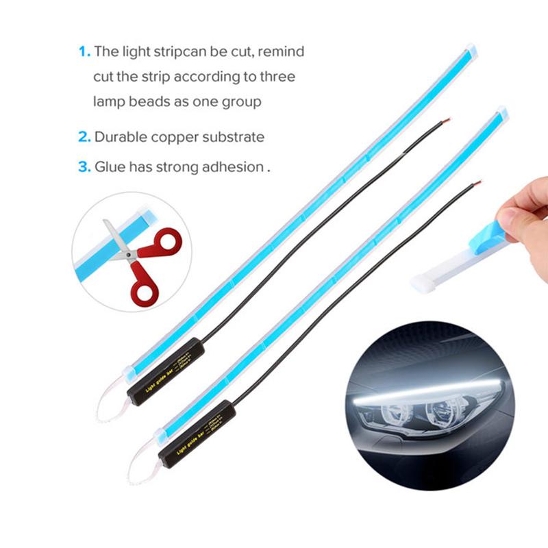 2Pcs Auto LED Ultra-dünne Streamer Licht Bar DRL Streamer Bar Scheinwerfer Nebel Licht Tagfahrlicht Lenkung birne