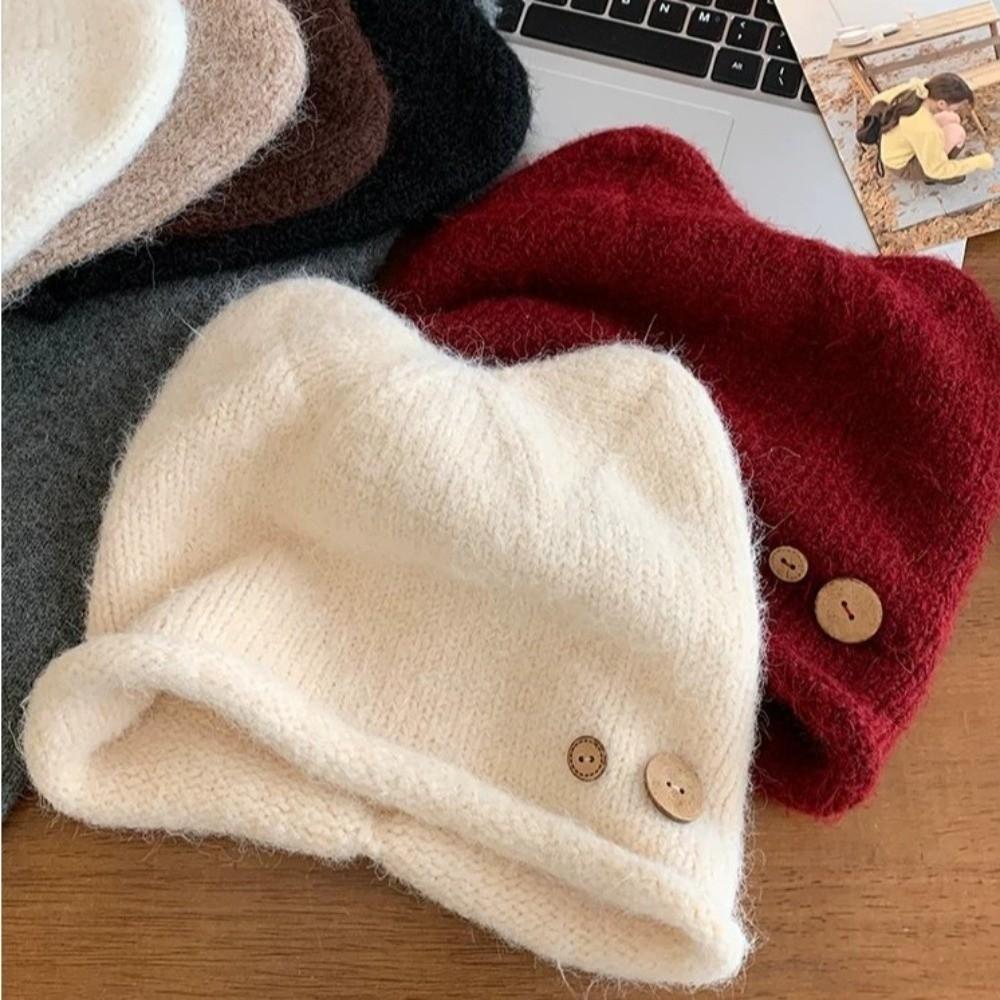 Windproof Pull-On Beanie Thick Warm Cold Weather Cap Casual Knit Beanie Hat for Women