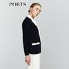 PORTS Women's Classic Black & White Color-block V-neck Knit Cardigan