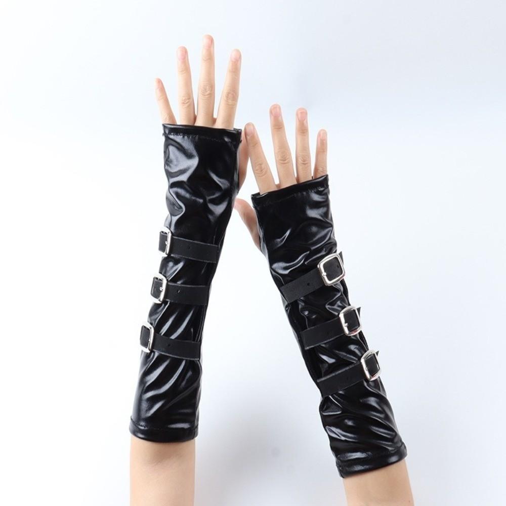 Lacquer Leather Punk Arm Sleeves Solid Color Half-arm Sleeve Gloves Dark Gothic Arm Covers Dance