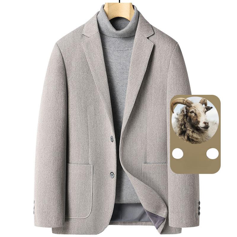 Осенне-зимний повседневный мужской костюм, трендовый облегающий маленький мужской костюм M бежевый