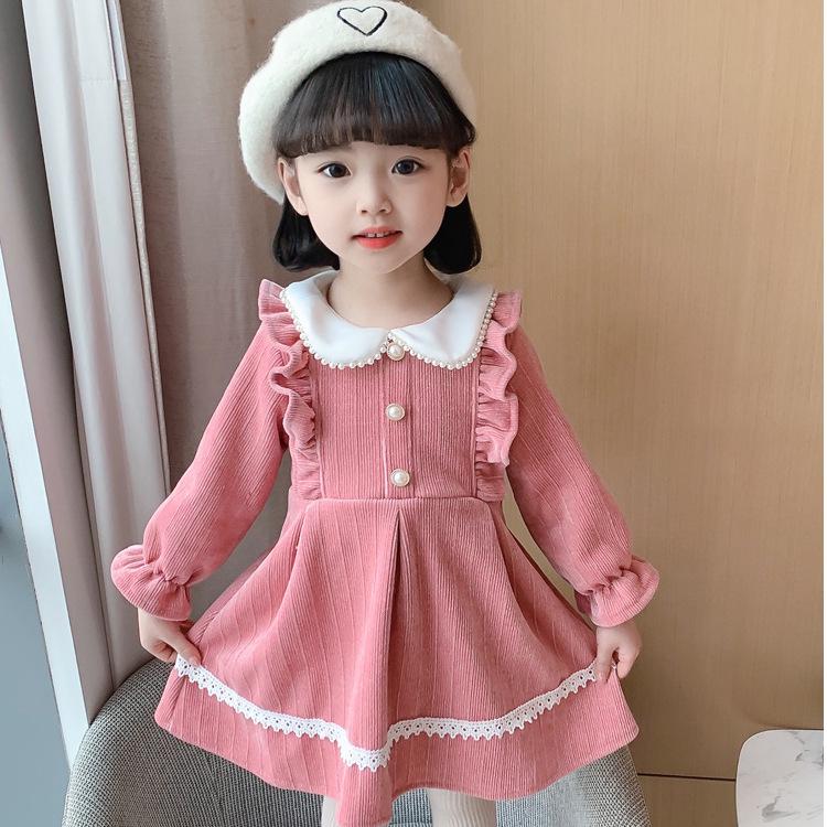 

Платье корейской принцессы с кукольным воротником для девочек, осень-зима 2023 г. 130 cm розовый