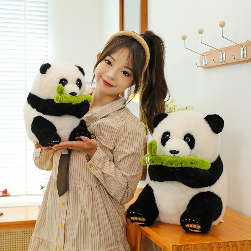 Cartoon Bamboo Flute Panda Plush Toy Zoo Souvenir Event Ornaments National Treasure Panda Gift