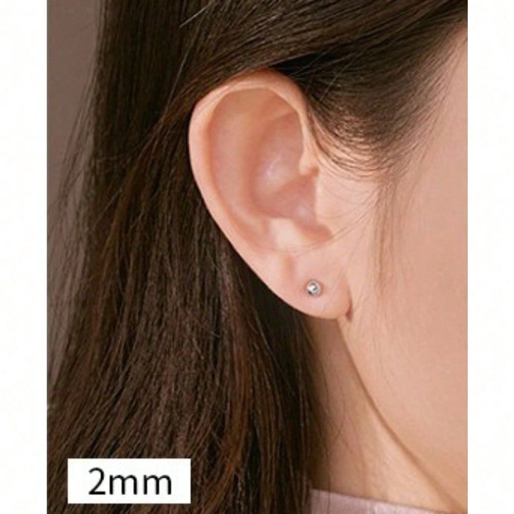 Simple Round Bead Stud Earrings, Double-ended Mini Stud Earrings, No-pick Ear Jewelry for Sleeping.