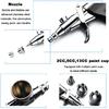 Double Action Airbrush Kit, Trigger Air Brush Spray Gun with 0.3, 0.2, 0.5mm Needles, 3 Sets Nozzles, Air Cap, 2cc/5cc/13cc Paint Cup, Air Hose, for