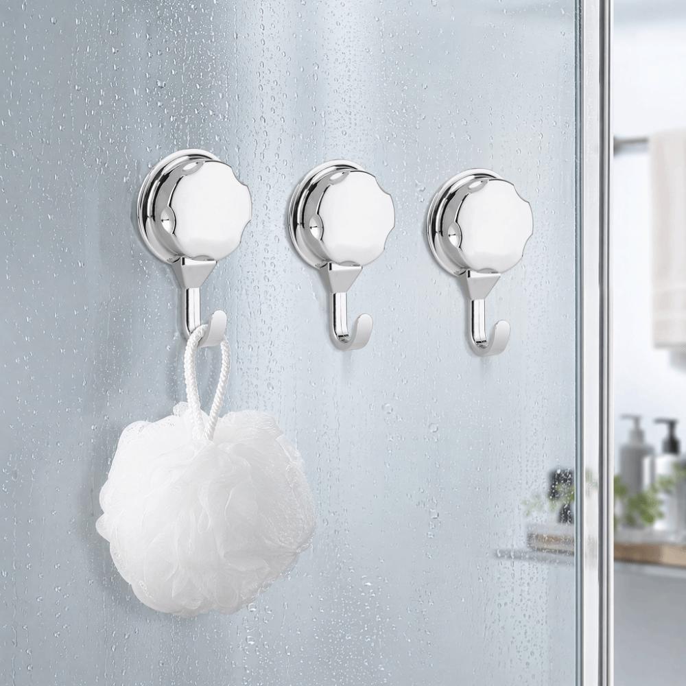 3 PCS Silver Suction Cup Hook ABS Robe Hook Versatile Towel Hook  Flat Smooth Surface