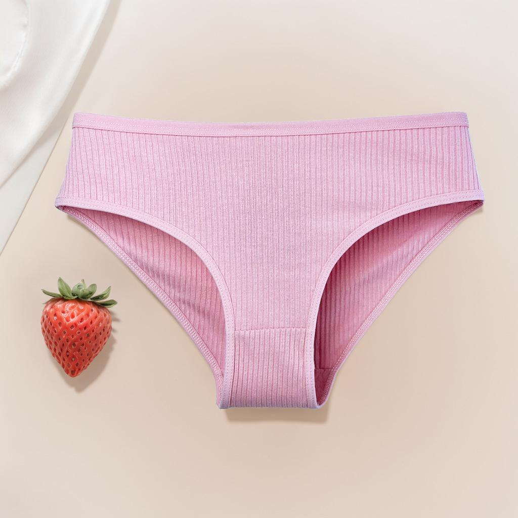 Dámské žebrované kalhotky z čisté bavlny - Prodyšné, k pokožce šetrné trojúhelníčkové prádlo