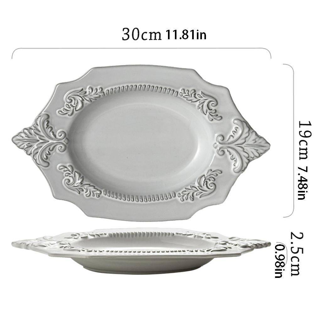Palace Vintage Ceramic Decorative Dinner Plate White Butterfly Lace Bakeware Tableware Kitchen Supplies Decorative Plate