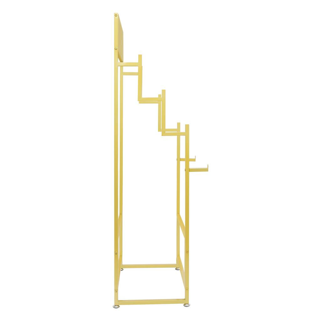 Carpet Display Rack Floor Standing, 4-Tier Golden Metal Rug Display Stand with Stepped Design, 100 lbs Capacity for Mats Scarves Belts Retail Store