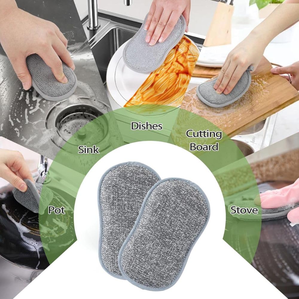 Spatlus Super Absorbent Microfiber Sponge, Heavy Duty Reusable and Machine Washable, Suitable for Kitchen, Home and Bathroom Cleaning, Perfectly