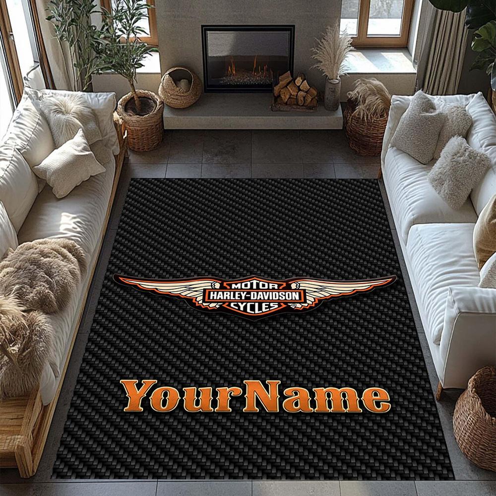 Harley-davidson Motorcycles Customizable Name Floor Mat Suitable for Outdoor Hallway Entryway Kitchen Antislip Carpet Decorate Offices