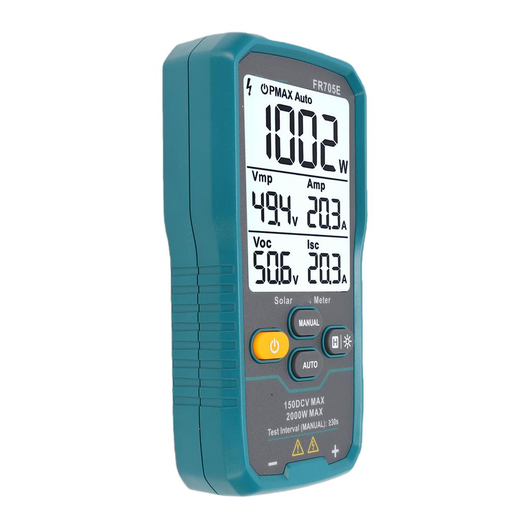 Solar Power Tester 2000W LCD Display High Precise Solar MPPT PV Power Meter with Backlit and Data Hold Function