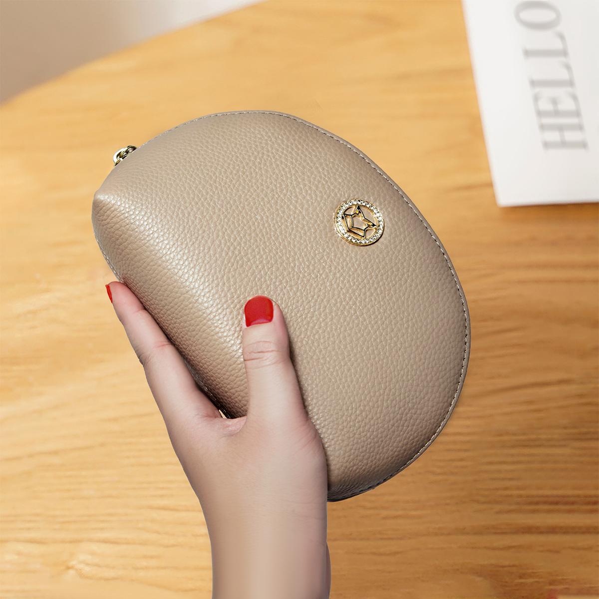 

FOXER Genuine Leather Women s Mini Wristlets Coin Purse Half-moon Card Bag Clutch Wallet Fashion Female Cellphone Bag