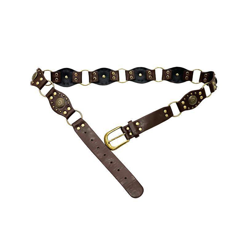 Western Cowboy Pu Leather Belt With Metal Buckle For Men And Women Casual Wear