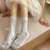 Ladies' Spring and Summer Bow Tied Sweet Mesh Mid Calf Boneless Pile Socks