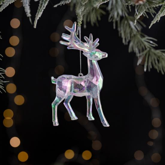 Christmas Tree Ornament Snowflake Deer Bird Icicle Design Sparkling Hanging Decoration Festive Holiday Season Home Decor