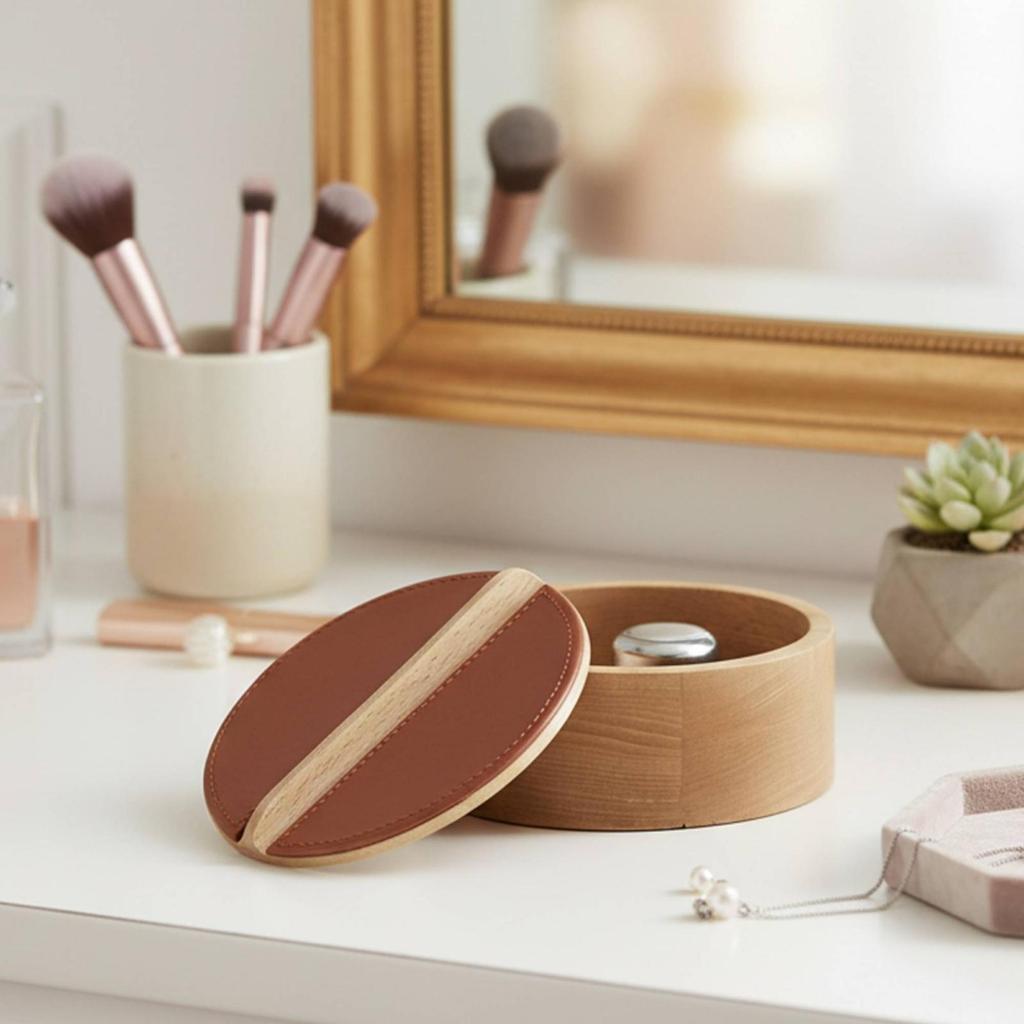 Solid Wood Storage Box Snug Lid Round Lifting Strip Cylindrical Wooden Jar