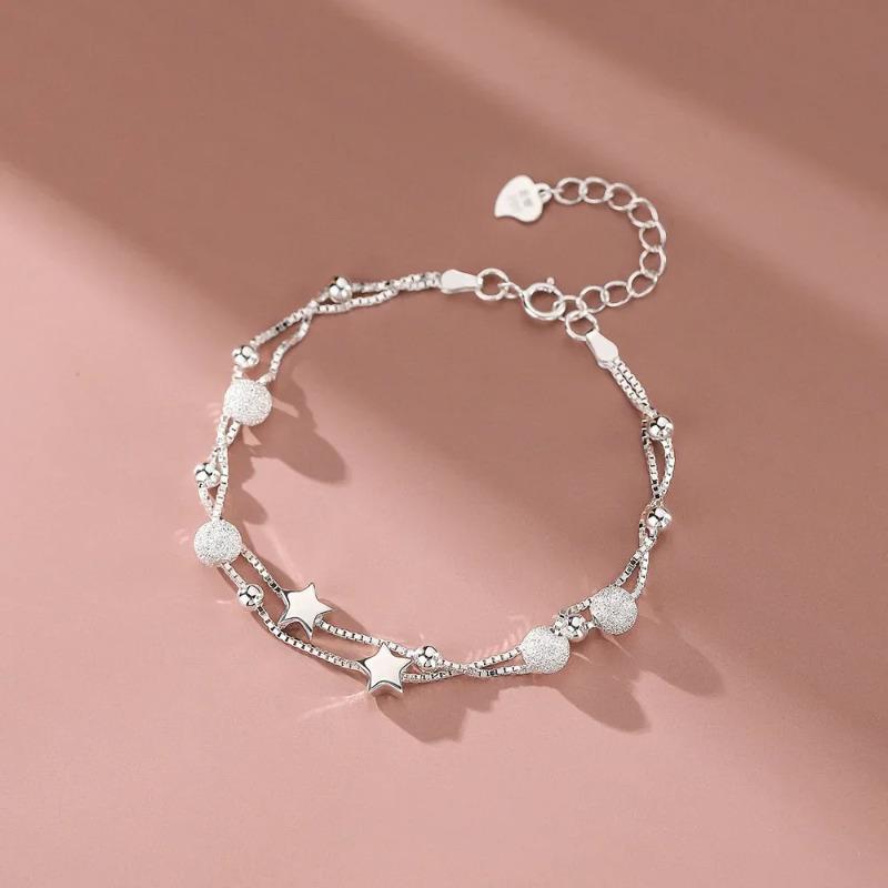 Silver Beautiful Stars Bracelets for Women Korean Fashion Designer Party Wedding Jewelry Holiday Gifts