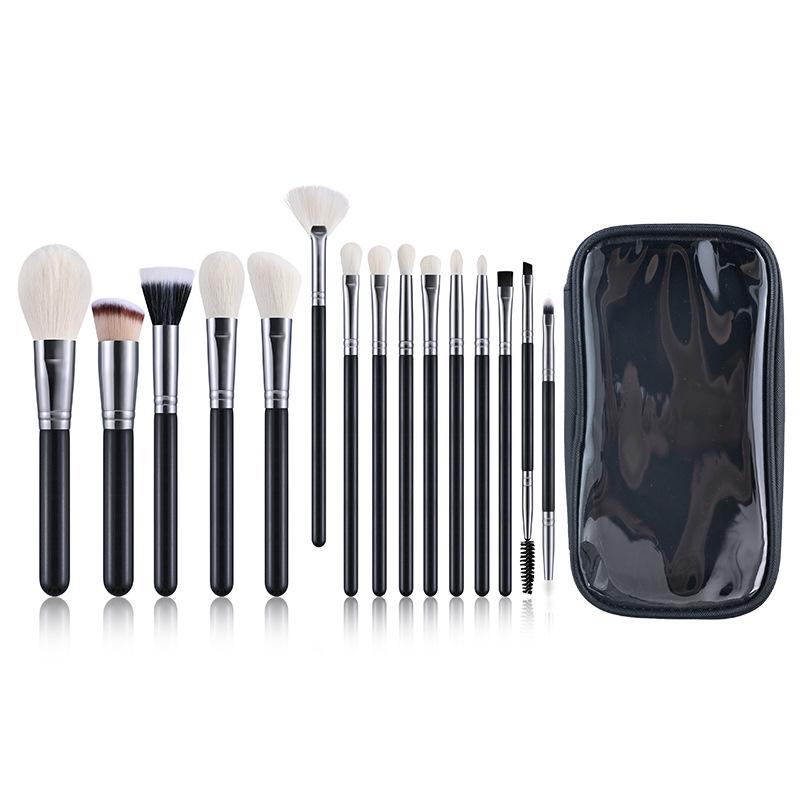 Cangzhou 15-Piece Animal Hair Makeup Brush Set: Eye Shadow & Foundation Brushes