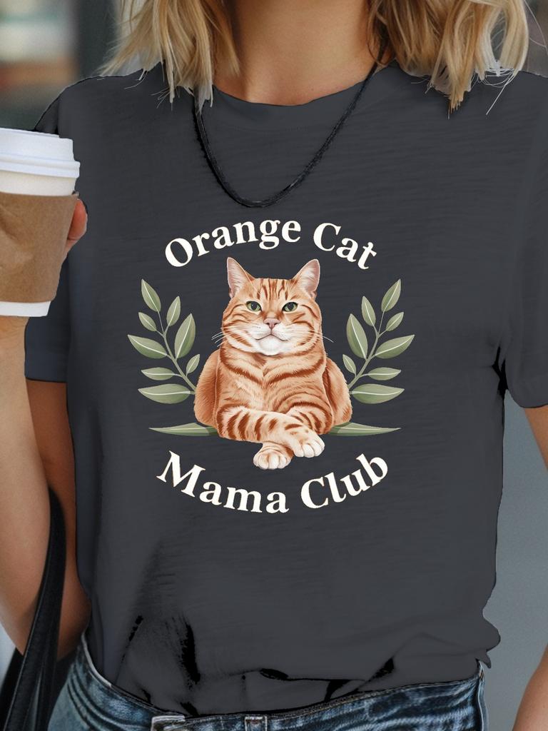 Orange Cat Mama Club Graphic T-shirt