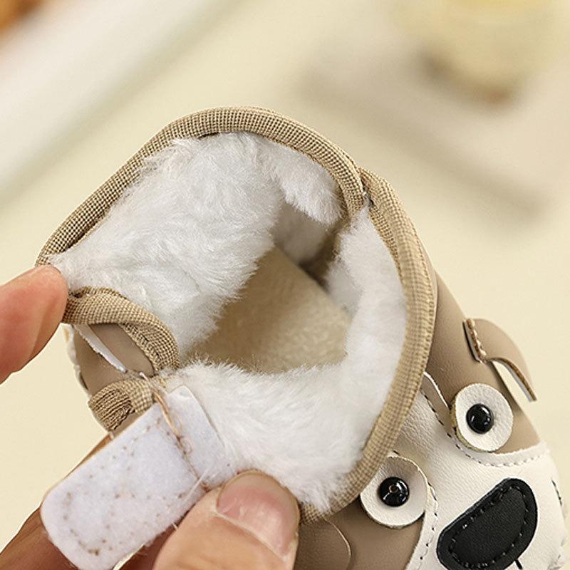 Winter Baby Snow Boots for Boys 3-6-12 Months, Infant Walking Shoes, Soft-Soled Cartoon Fleece-Lined Cotton Shoes for Girls.