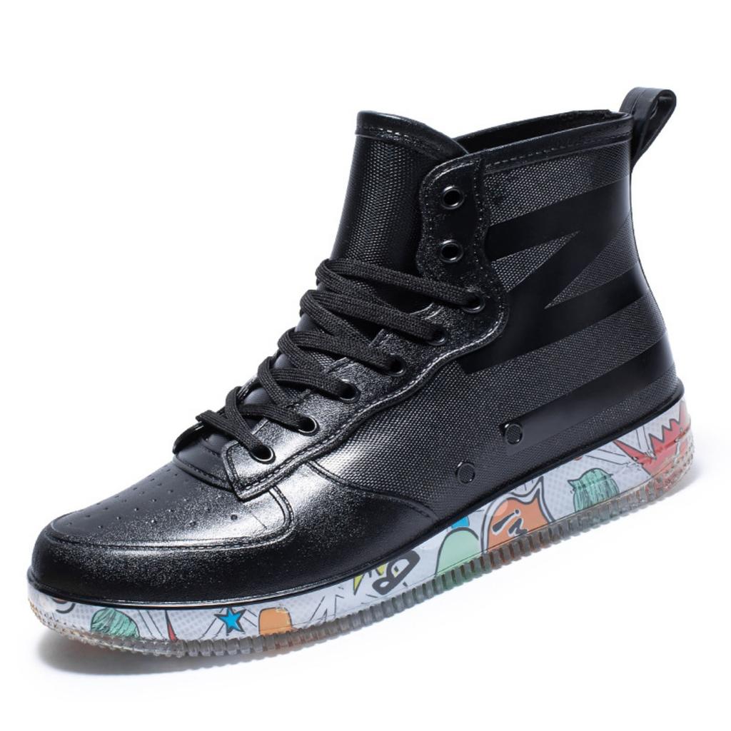 Fashion Graffiti Rain Shoes Men's and Women's Short Tube Outer Wear Adult Rain Boots Non-slip Waterproof Boots Rubber Shoes