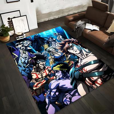 "Anime Style Carpet with Heroic Characters and Vibrant Blue Design" Suitable for Use As an Anti-slip for Living Room Bedroom Sofas