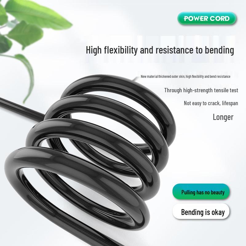 Pure Copper Large AC Power Cord with Three-Hole Plug for Computers, Rice Cookers, Kettles, and More